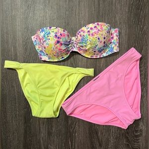 VS Bikini Top & Bottoms (VS & Aerie) Bundle - 34C & Small